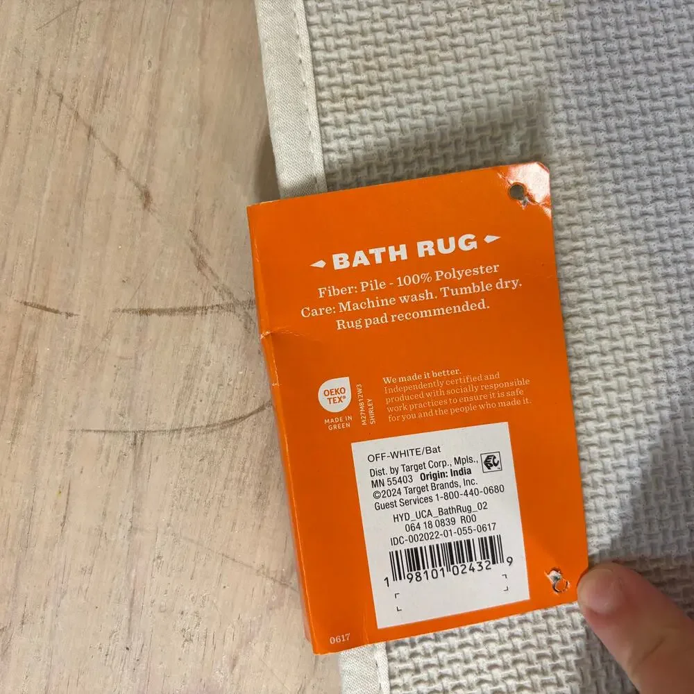 Hyde and Eek NWT Bat Bath Rug 17x24 Black White